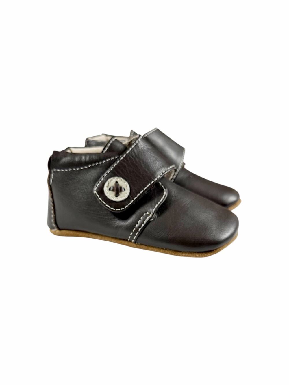 Livie & Luca Benny Brown Leather Soft Sole Baby Booties Size 6-12 Months